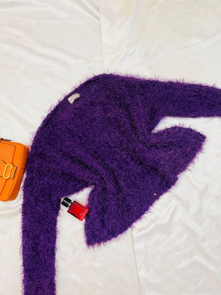 Purple Fuzzy Knit Sweater