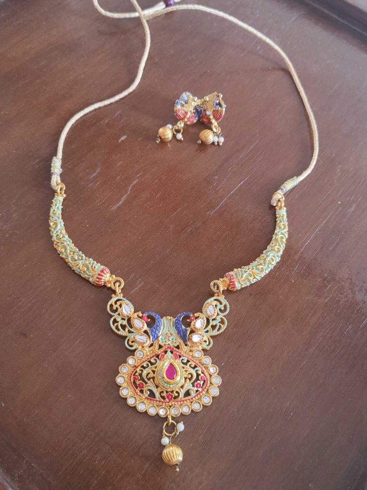 Elegant Peacock Necklace &amp; Earring Set