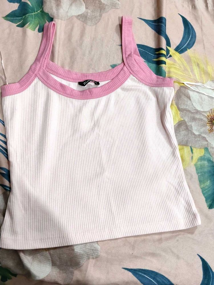 Cute Pink Trim Tank Top