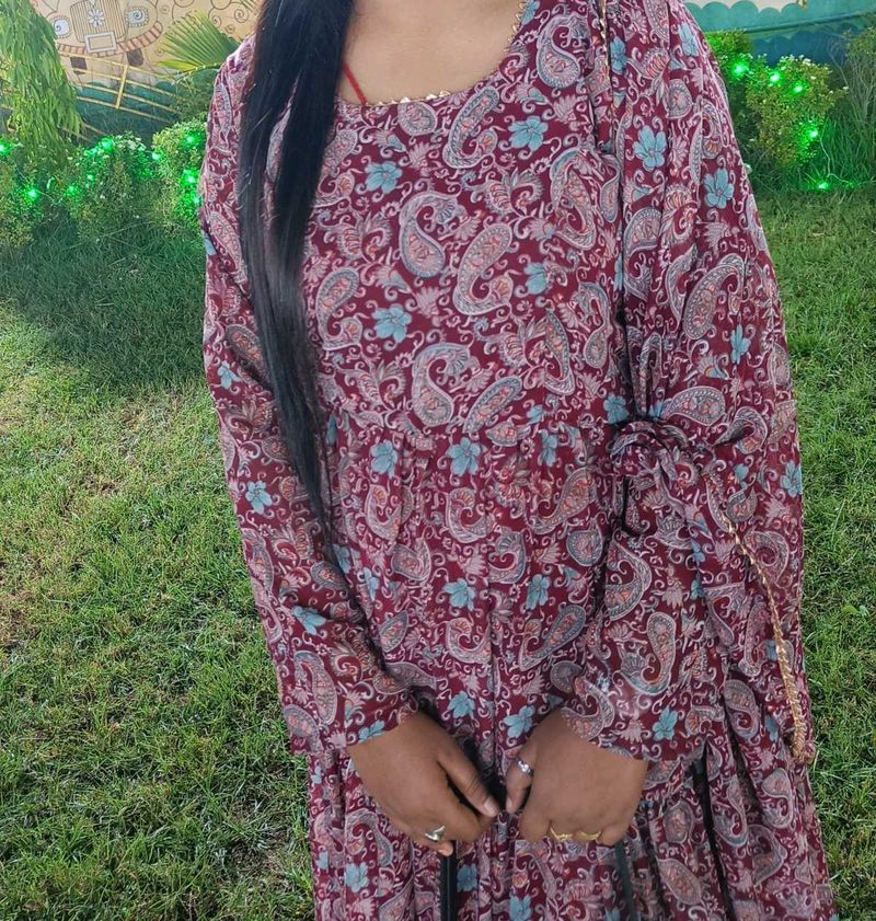 Paisley Print Long Sleeve Dress