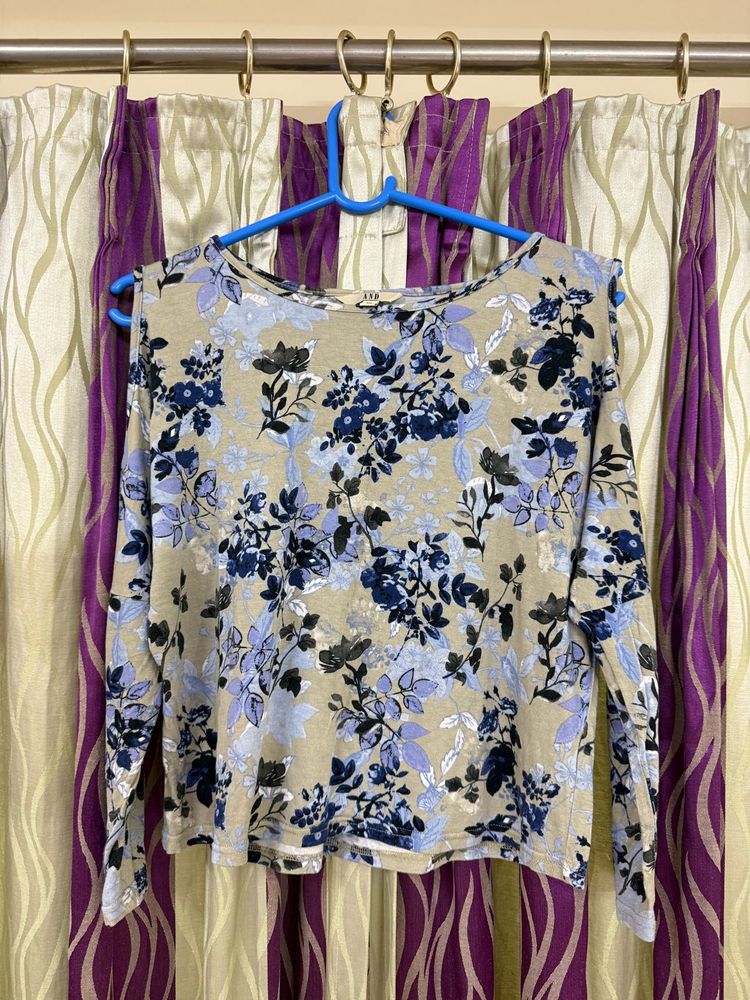 AND Blue Floral Top
