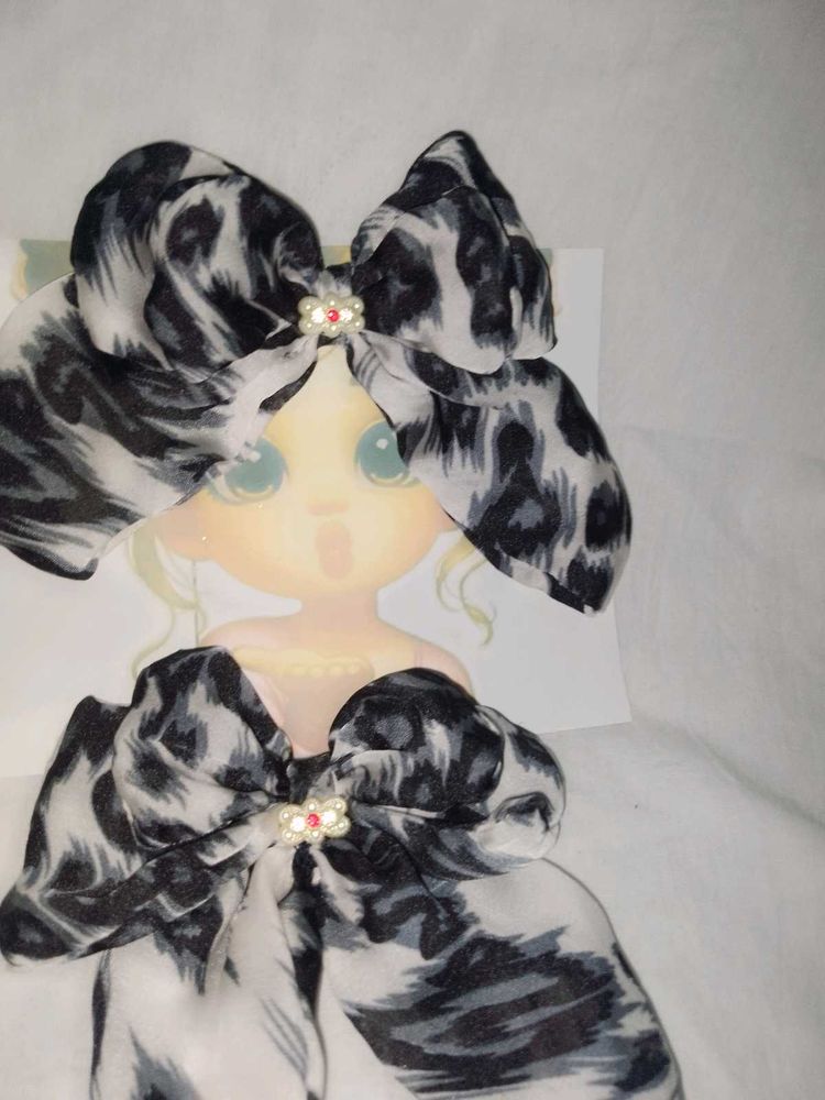 Animal Print Hair Bows 2pc