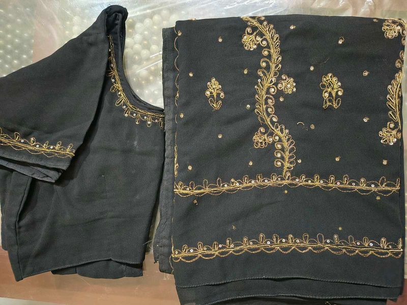 Black Saree with Embroidered Blouse