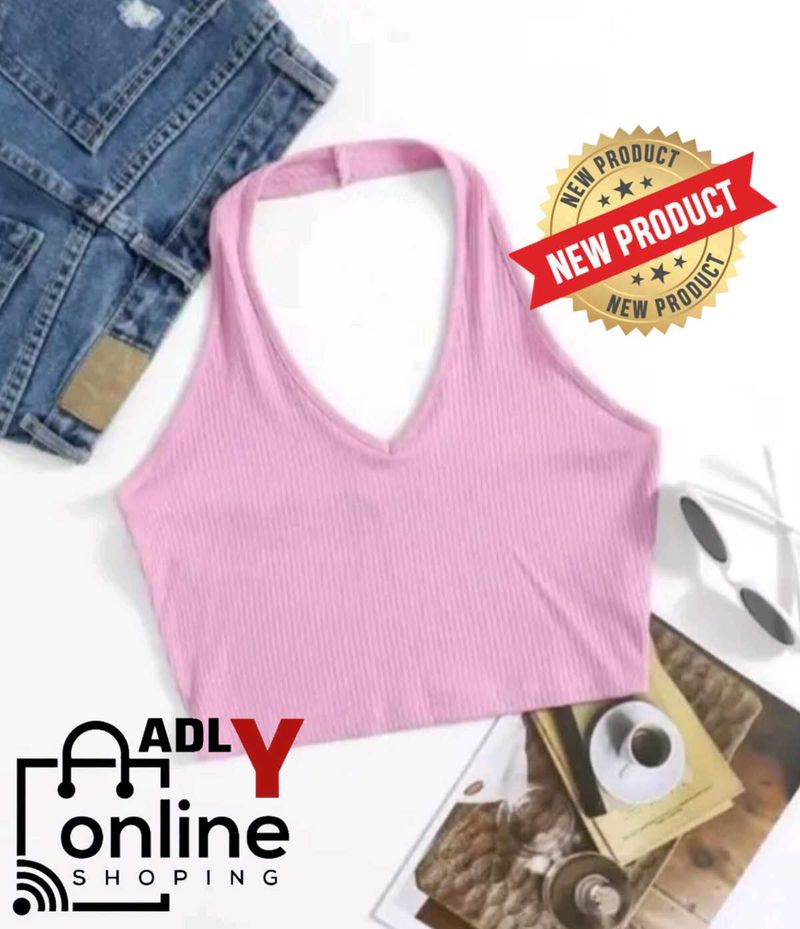 Pink Halter Crop Top