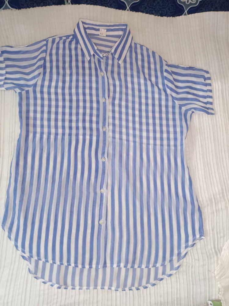 Striped Blue &amp; White Top