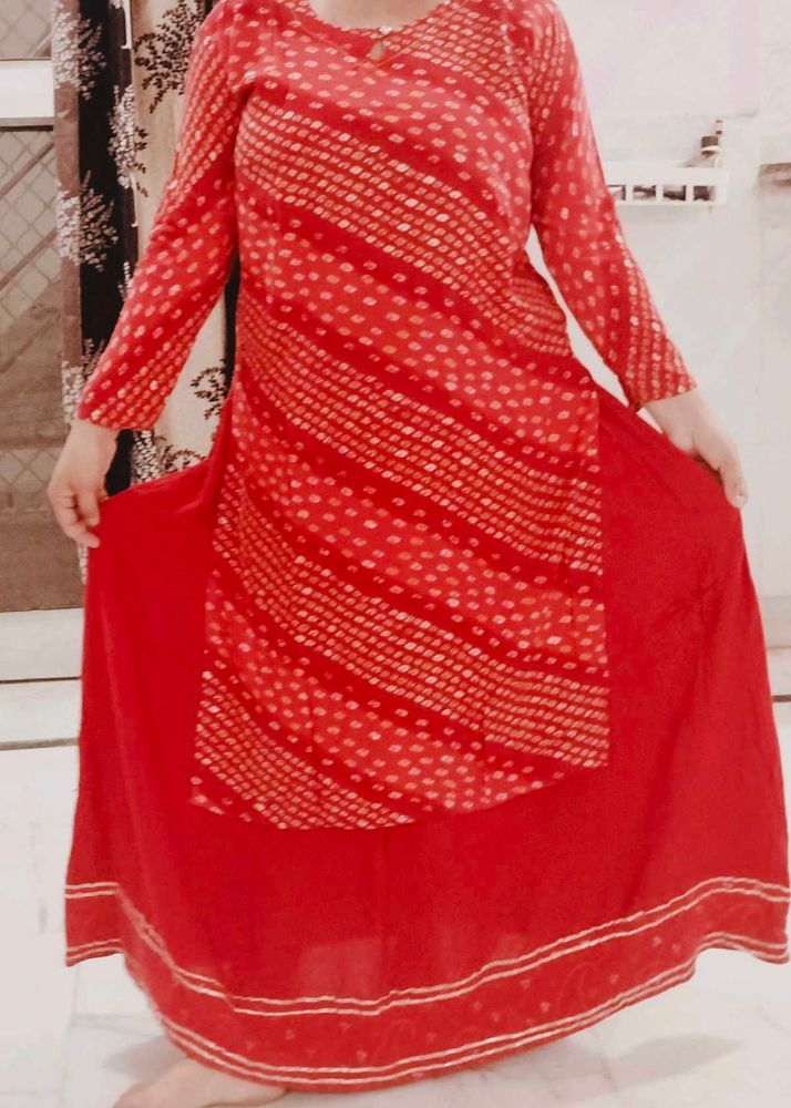 Bandhni Kurti Skrit Set