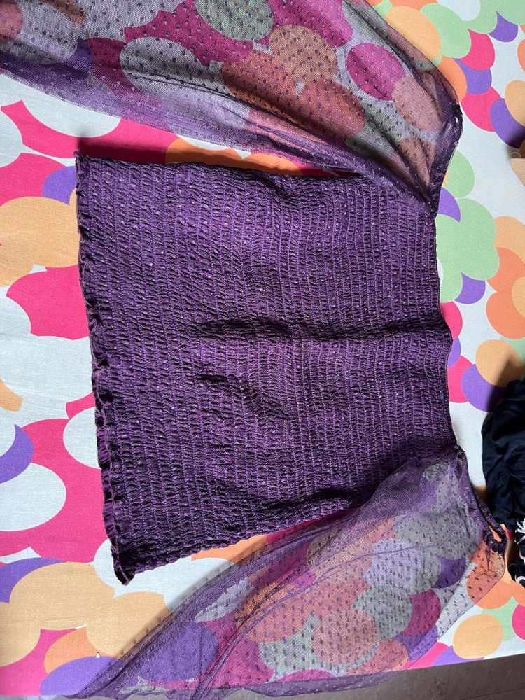 [34B] Purple Sheer Sleeve Top