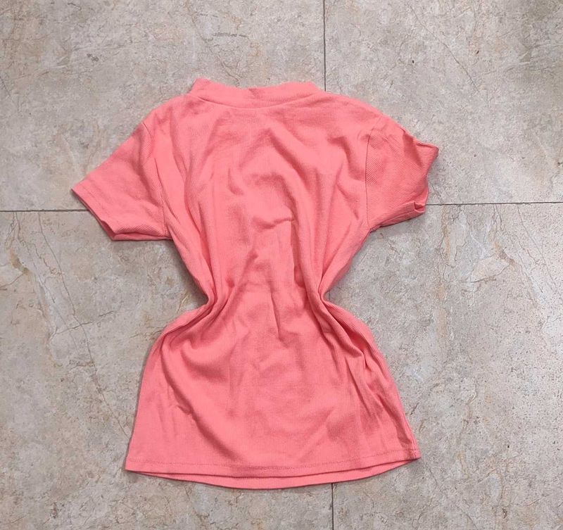 Coral Solid Crop Top