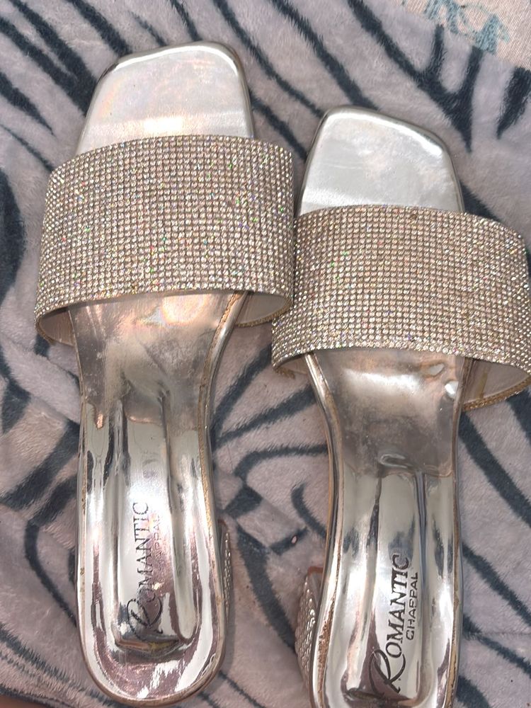 Sparkly Silver Slides