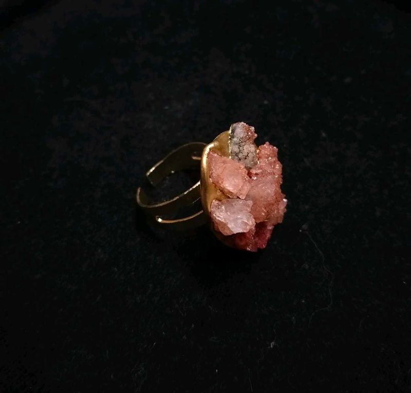 Beautiful Natural Crystal Stone Adjustable Ring