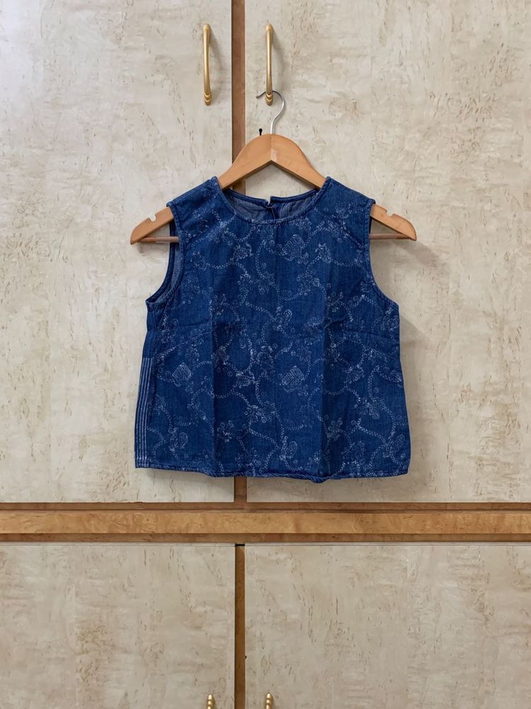Denim Floral Tank Top
