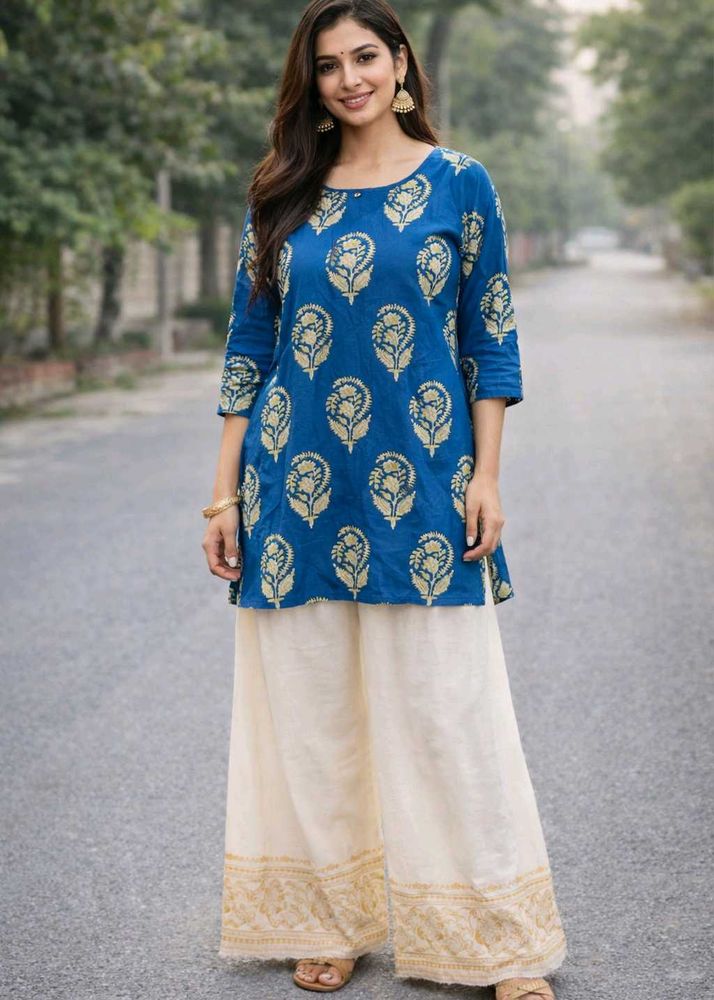 Elegant Blue Printed Kurti 💙