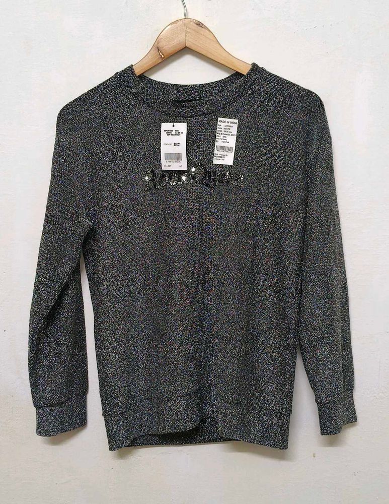 Trendy New Sparkly Silver Sweatshirt