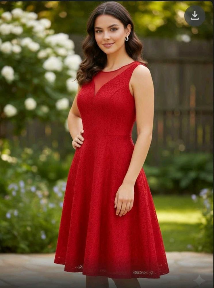 💅Sweetheart Red Fit&amp;Flare Net Dress💅