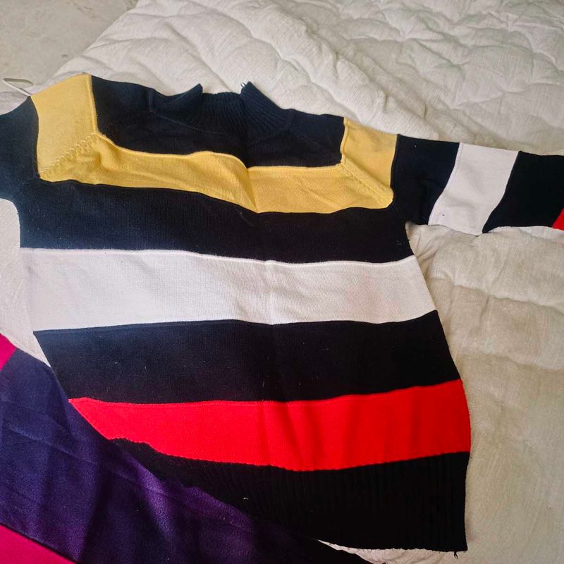 Striped Knit Pullover Sweater