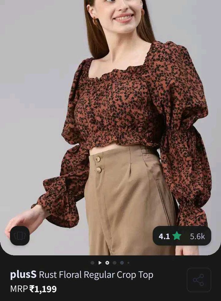 Rust Floral Regular Crop Top.