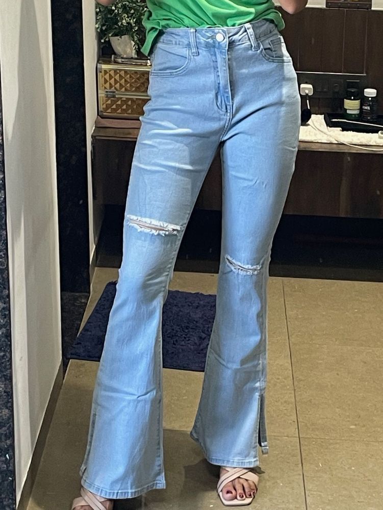 Ripped Flare Jeans