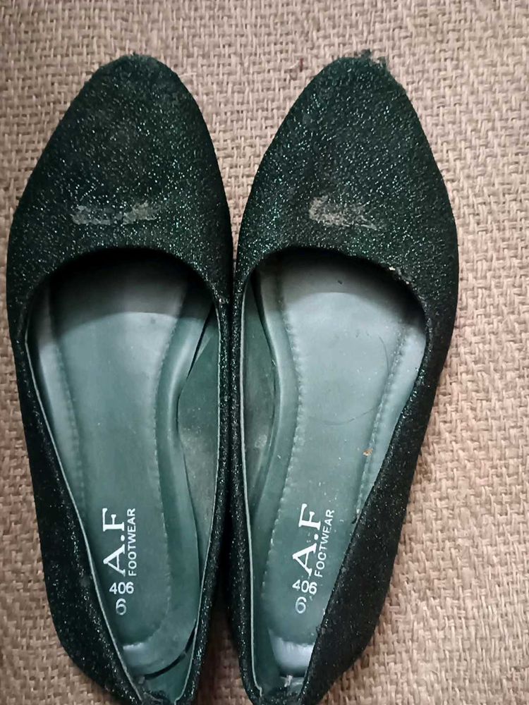 A.F Footwear Glittery Green Flats