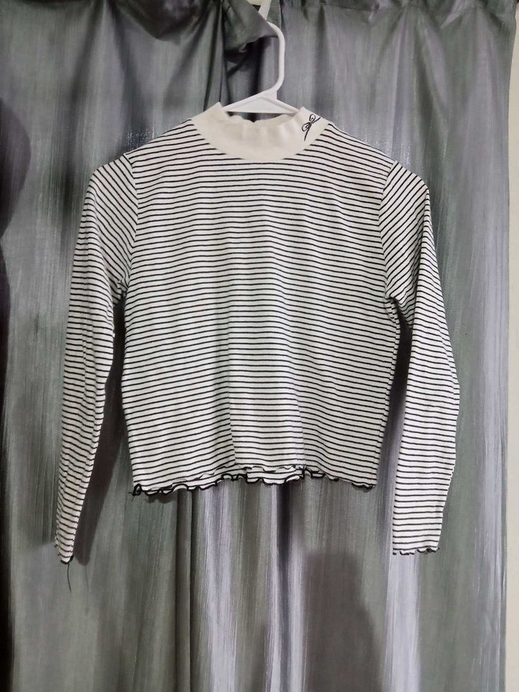 Striped Mock Neck Long Sleeve
