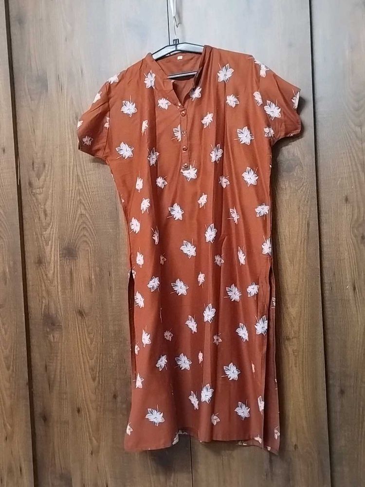 Women New Brown Floral Kurti
