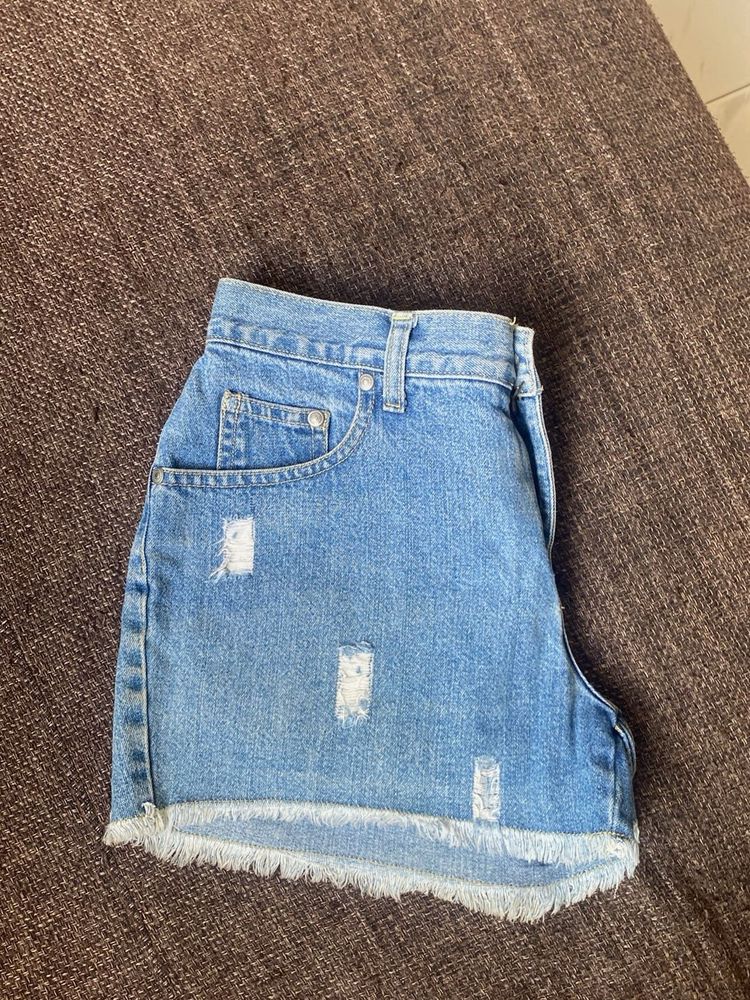Distressed Denim Shorts