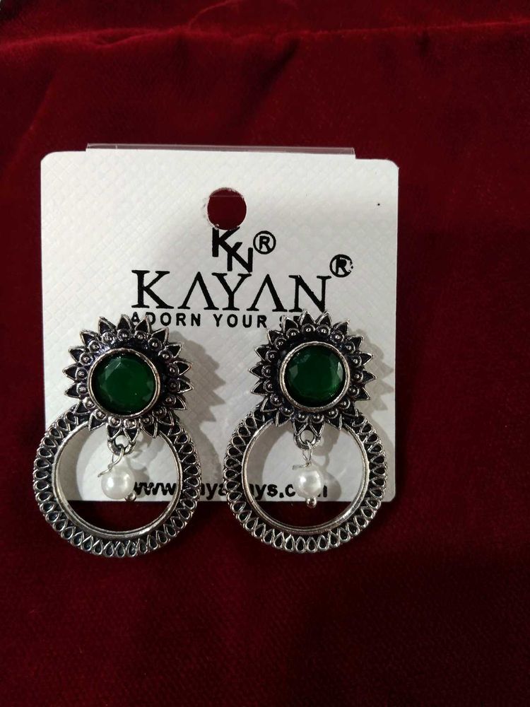 Round Oxidise Hoops Earrings Available