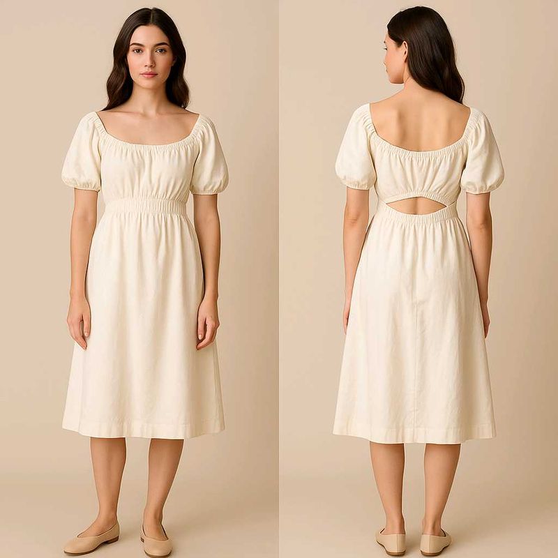 Puff Sleeve Dress With Hair Accessories