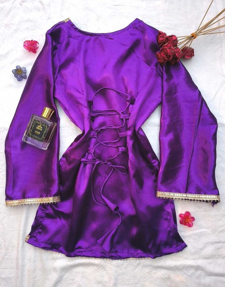 Corset Back Satin Kurti 🪻