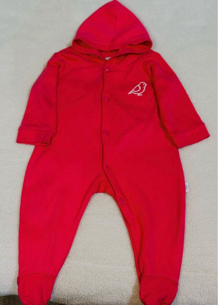 Red hooded baby onesie