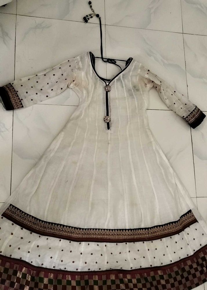 Off White Anarkali Kurti Size S