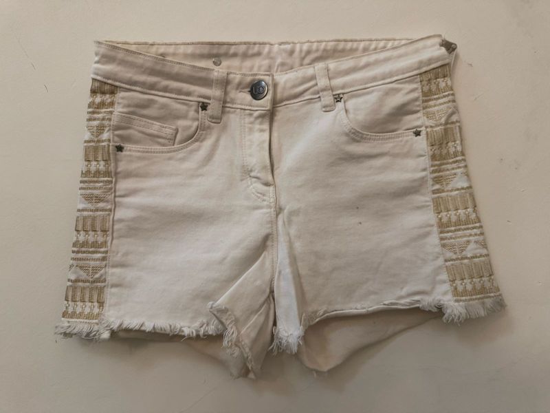 Denim Shorts Set Of 2- Black And White