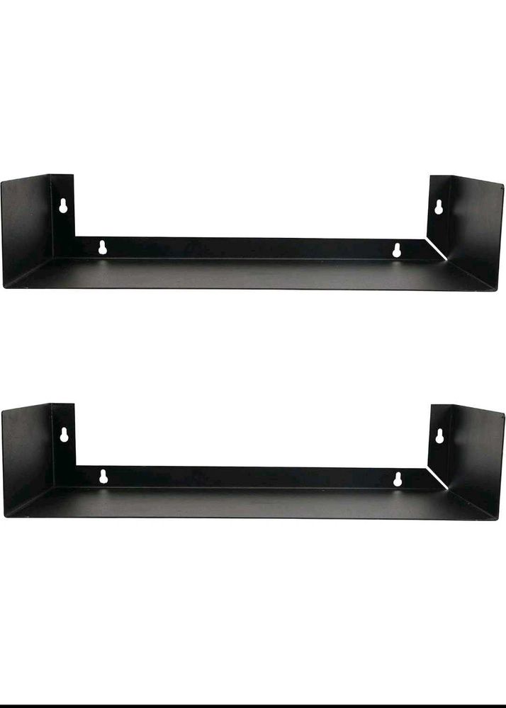 Set of 2 Wall Mount Metal U Shape Book/DVD Shelf