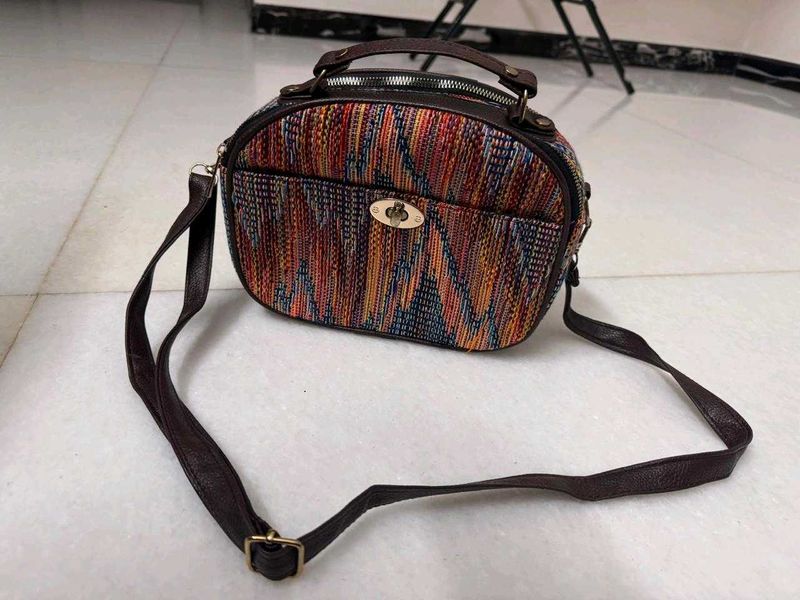 Multi-Color Woven Pattern Sling-cum-Handbag