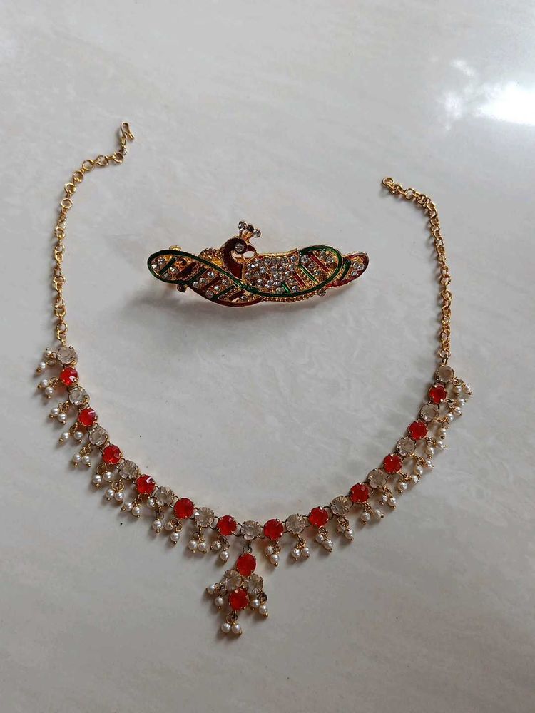 Red &amp; Gold Indian Jewelry Set