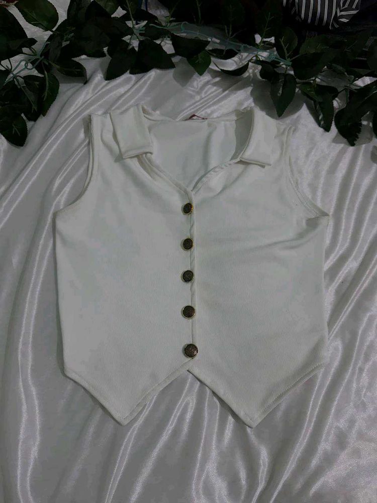 White Button-Down Top