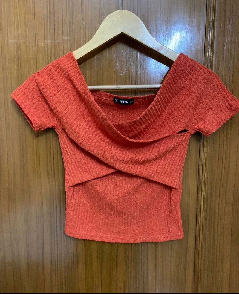 Shein Chic Orange Crossover Crop Top