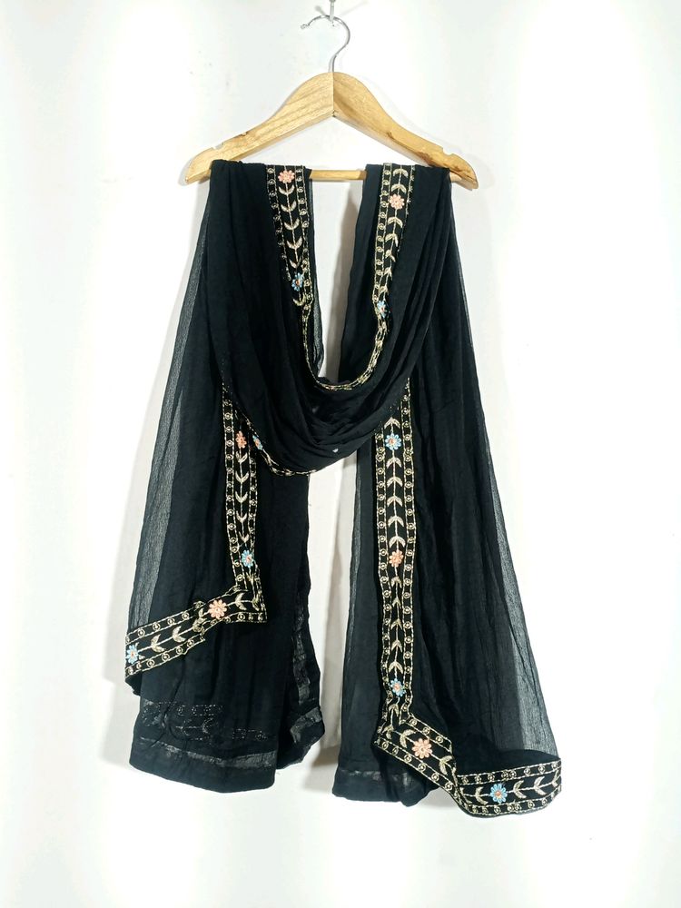 Black Embroidered Boardered Dupatta (Women&#39;s)