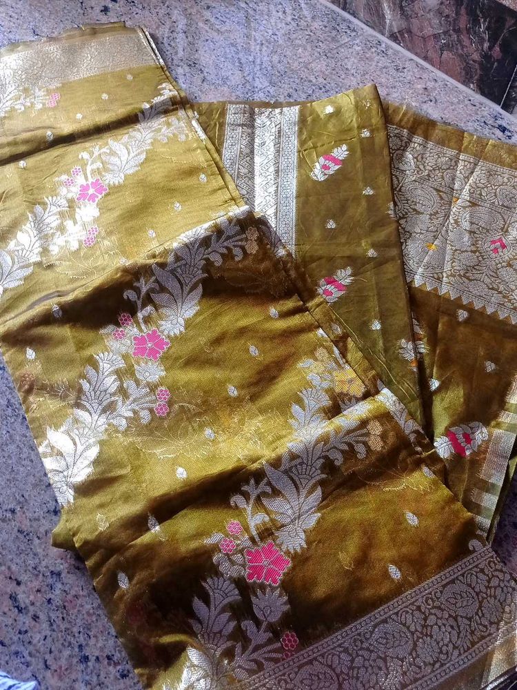 Olive Green Banarasi Silk Suit