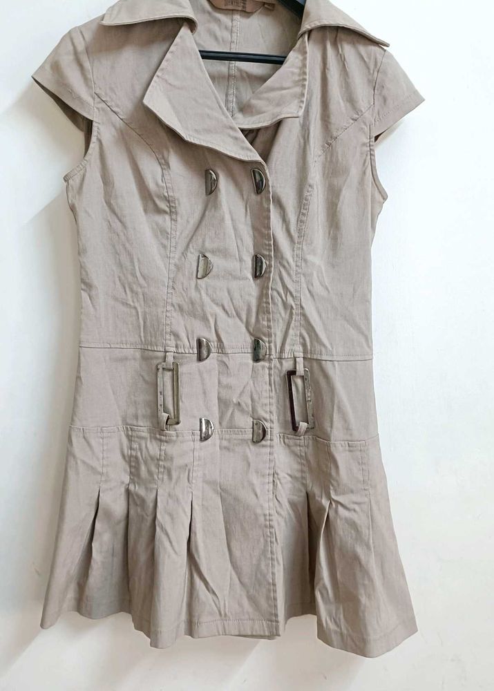 Khaki Double-Breasted Dress