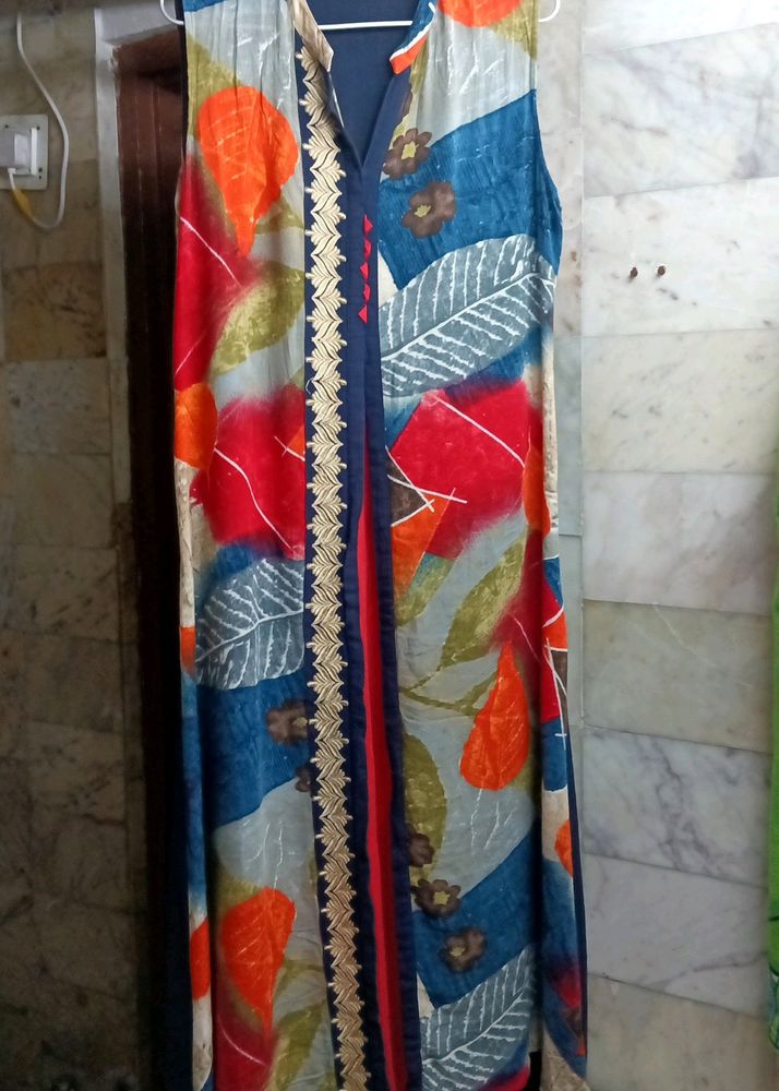 Red, Blue And Multicolored Long Kurti