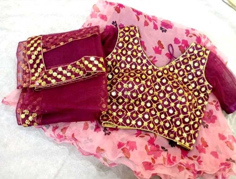 Floral Leghanga with Designer Blouse