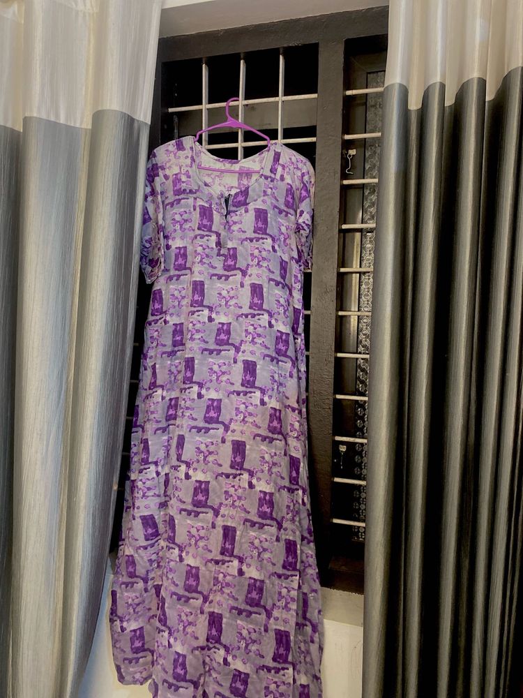 Purple Printed night dress