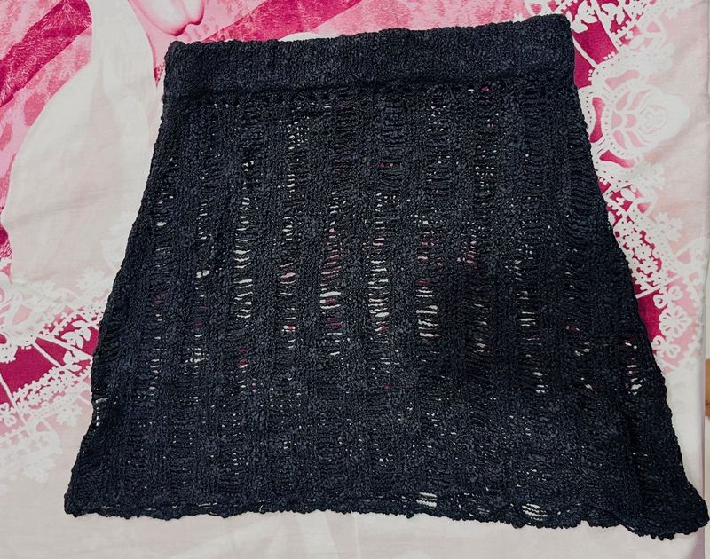 Black Knit Mini Skirt