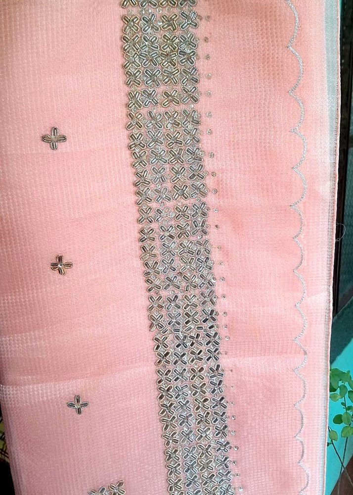 Tissue Fabric Peach ShadeParty Wear Saree