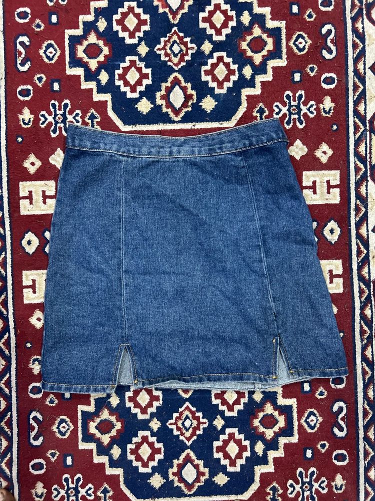 Blue Skirt with a Slit