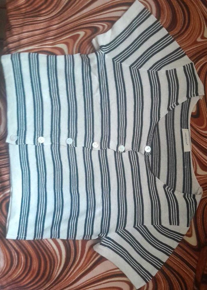 Striped Button-Down Top