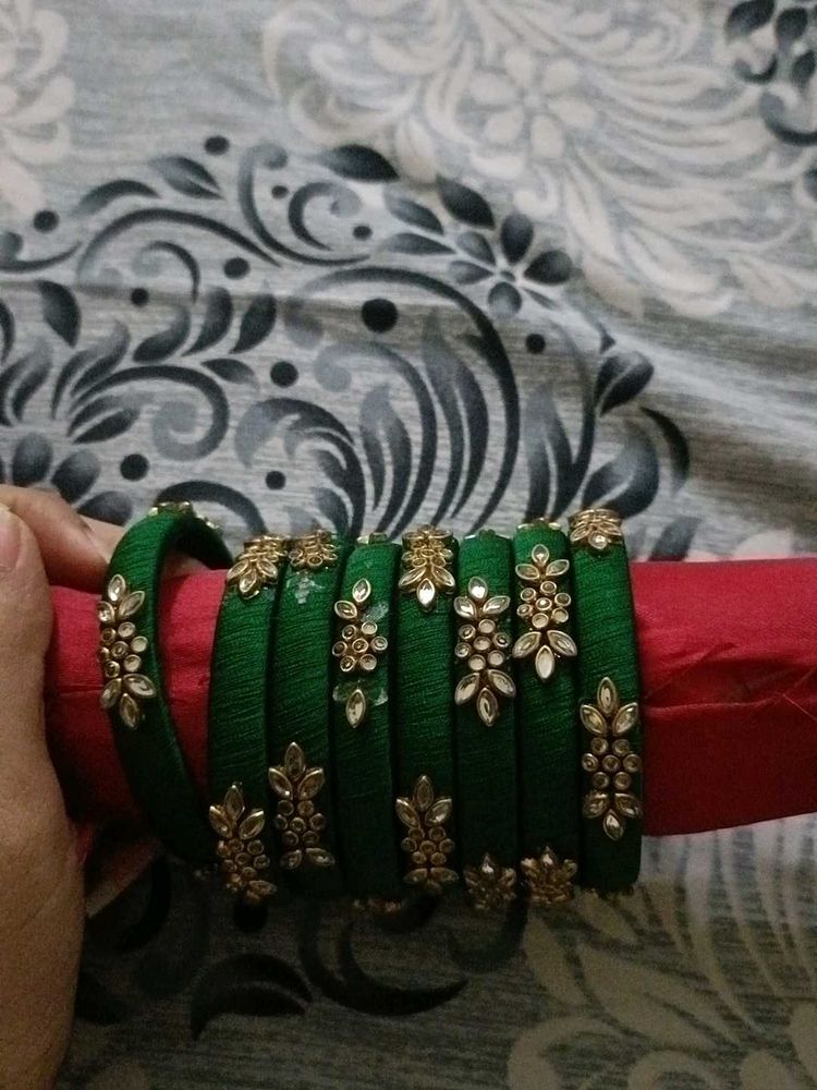 Green &amp; Gold Bangles
