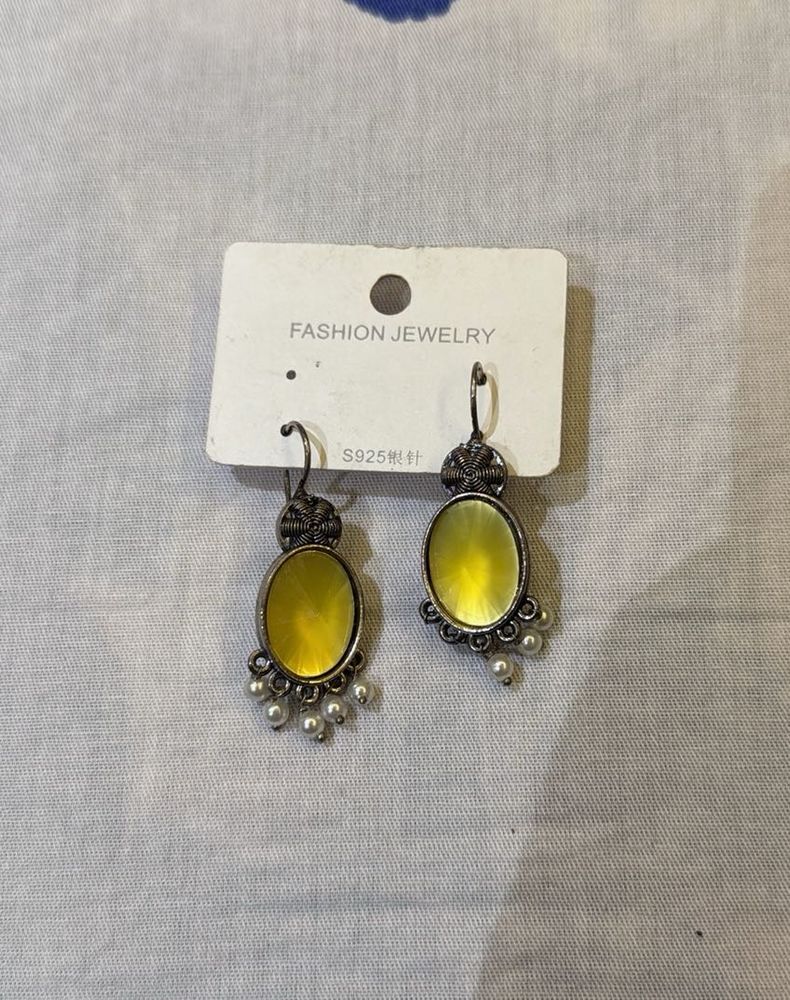 Yellow Stone Drop Earrings