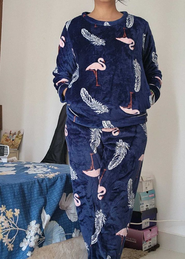 Flamingo Print luxe night suit