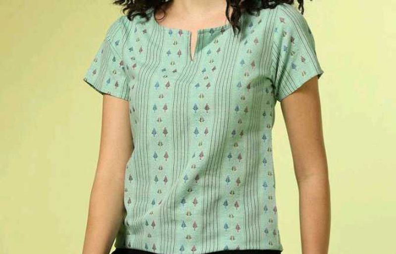 Cute Green Printed Top